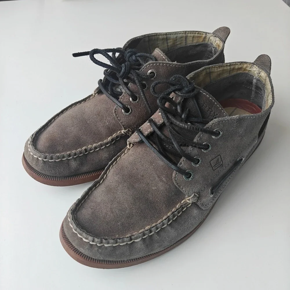 Sperry Top-Sider Mens 8M Bahama Chukka Grey Suede Leather Boat Shoe Boots
